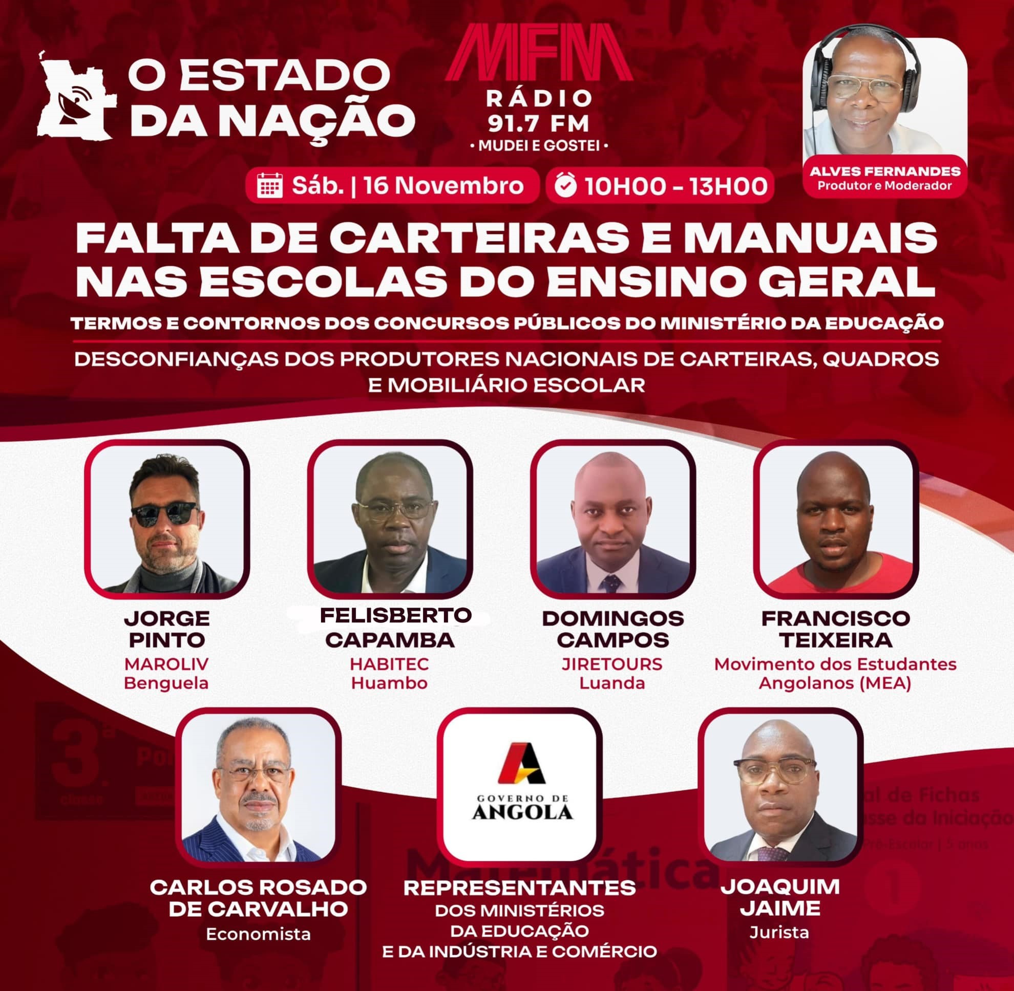 O Estado da Nação, Falta de carteiras e manuais no ensino geral em Angola – desafios e soluções